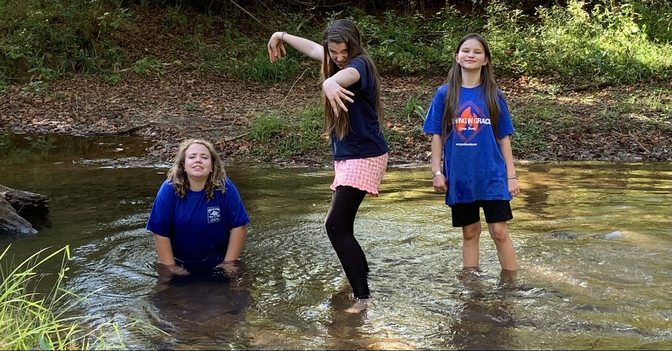 Fall Retreat Picture Girls in the Creek